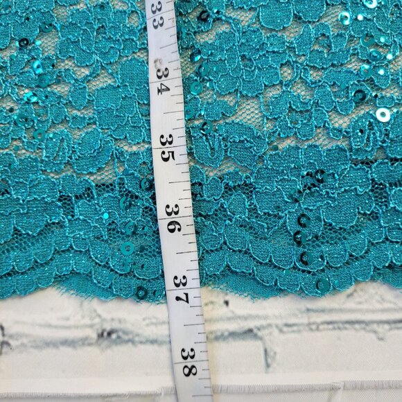 NWOT NIGHT WAY teal Floral Lace Sheath Mini Dress Women Size 10 - Picture 6 of 12